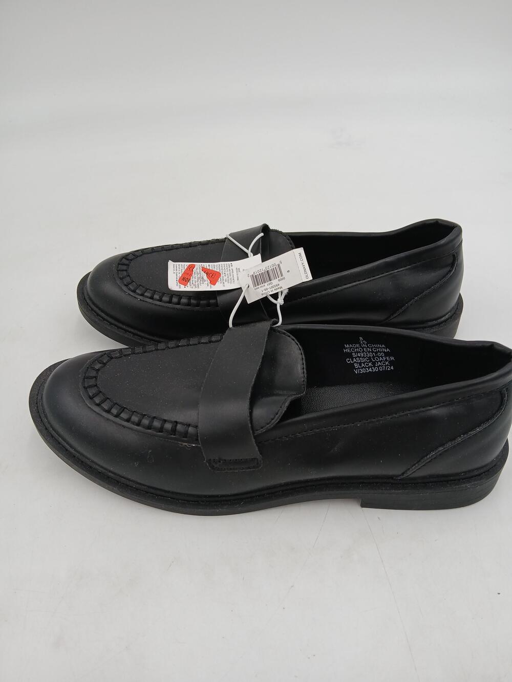 Old Navy Classic Loafer Shoes Womens Size 8 Black Faux Leather Flats Slip On